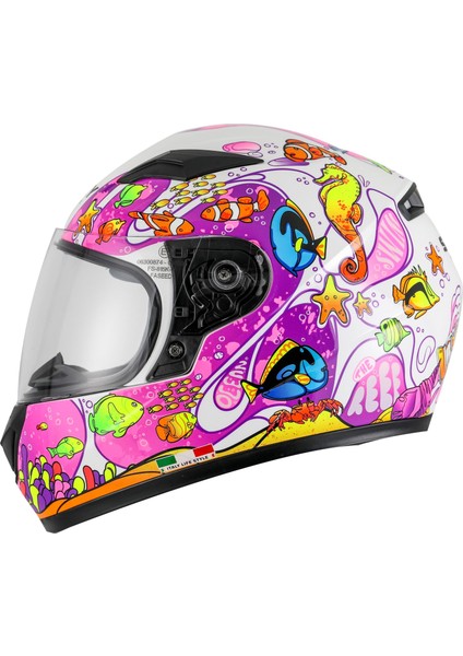 Sw 815K Ocean White Pink Full Face Çocuk Kaskı