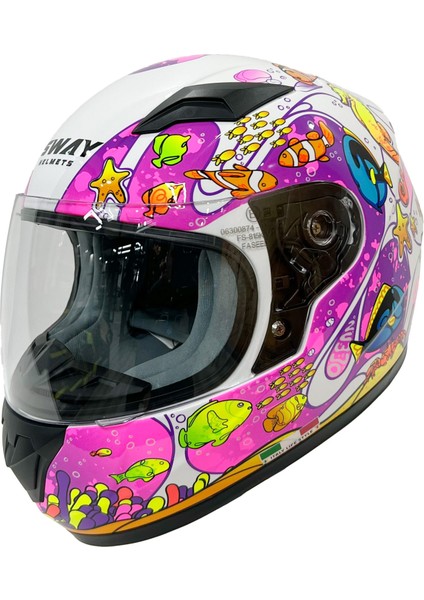 Sw 815K Ocean White Pink Full Face Çocuk Kaskı
