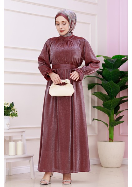 Kolu Volanlı Simli Alya Abiye-Bordo fiyatları