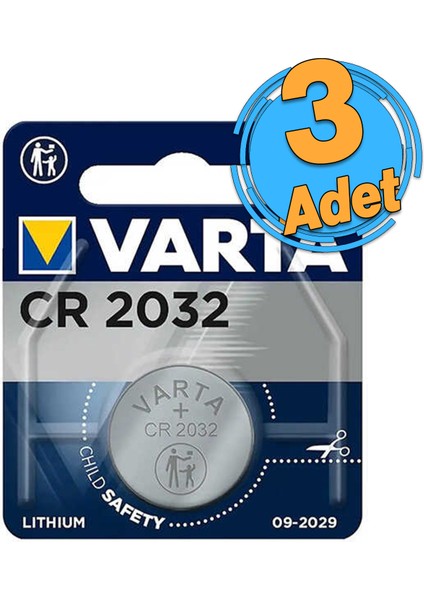 Düğme Para Pili CR2032 Anahtar Saat Oyuncak Elektronik Cihaz 3V 80 Mah Blister Lityum Batarya 3 Adet