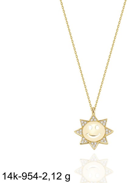 Gülen Güneş Smile Üst Kalite Çok Şık 14 Ayar Altın Kolye fiyatları