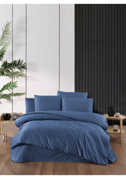 Indigo Çift Kişilik Saten Nevresim Takımı