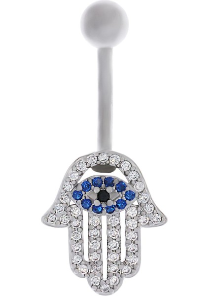 Kadın Fatma Eli Model Göz Detay Taşlı Çelik Piercing