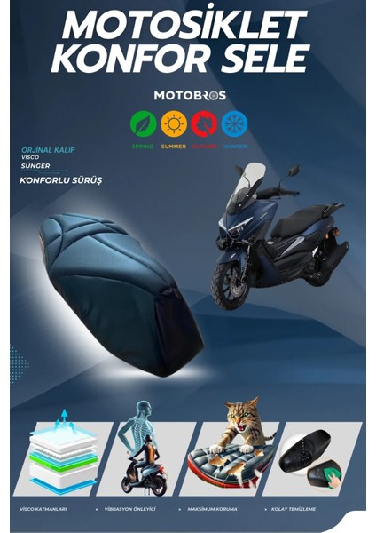 Arora Max-T Uyumlu Konfor Sele Kılıfı Visco Sünger (Yırtılmaya Dayanıklı)