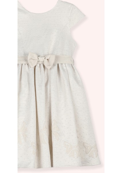 Kız Çocuk Kısa Kollu Parti Bej Elbisesi modelleri