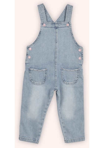 Kız Bebek Cep Detaylı Lacivert Salopet