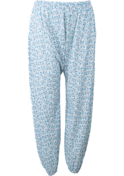Kadın Yazlık içlik Anne Pijama Altı Lastikli Paça %100 Pamuk Çiçekli Desenli Klasik Rahat