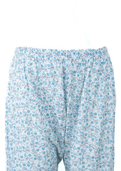 Kadın Yazlık içlik Anne Pijama Altı Lastikli Paça %100 Pamuk Çiçekli Desenli Klasik Rahat