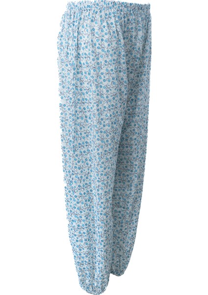Kadın Yazlık içlik Anne Pijama Altı Lastikli Paça %100 Pamuk Çiçekli Desenli Klasik Rahat
