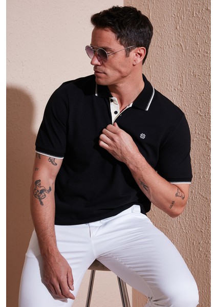 Pamuk Düğmeli Slim Fit Polo Yaka T Shirt Erkek Polo Yaka T Shirt 5902118