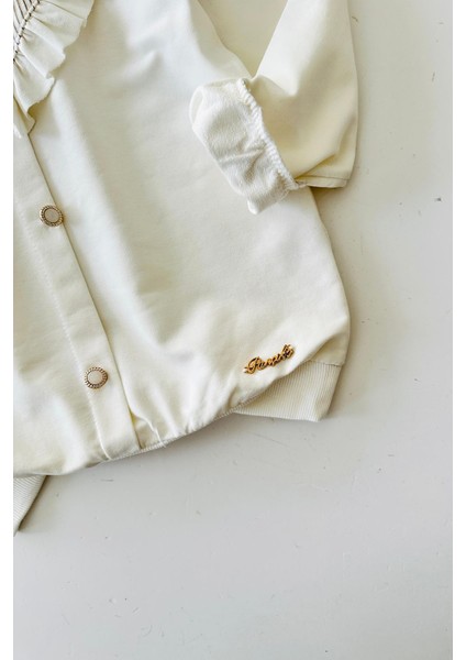 Dore Yaka Fırfır Detaylı Kız Çocuk sweat - Krem modelleri