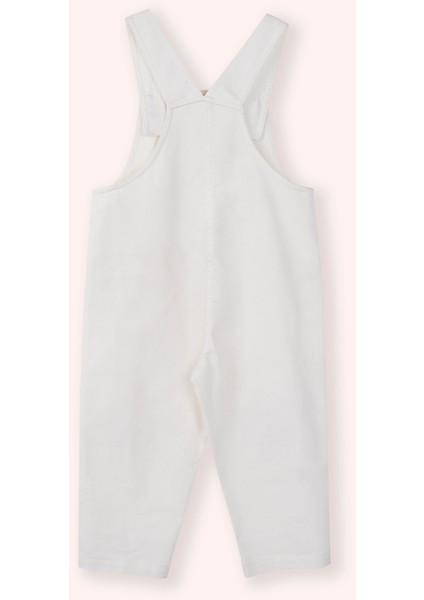 Kız Bebek Çiçek Detaylı Beyaz Salopet modelleri