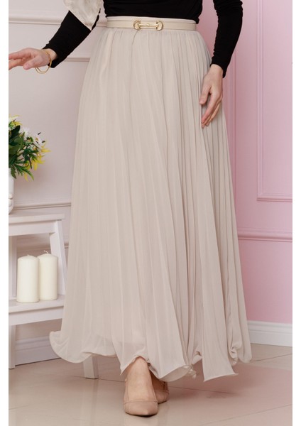 Piliseli Şifon Etek-Bej fiyatları