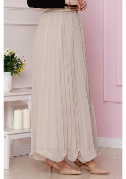 Piliseli Şifon Etek-Bej fırsatları