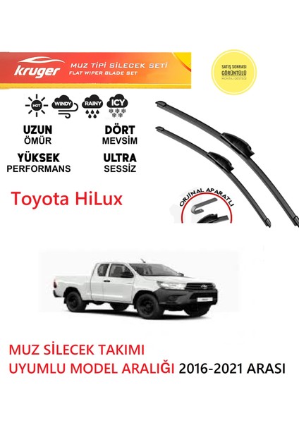 Toyota Hilux 2016-2021 Arası Muz Silecek Takımı Araca Özel Orijinal Aparat