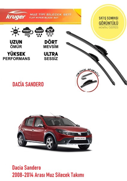 Dacia Sandero 2008-2014 Arası Muz Silecek Takımı Araca Özel Orijinal Aparat