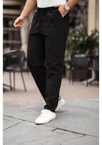 Relaxed Fit Yazlık Erkek Pantolon Siyah