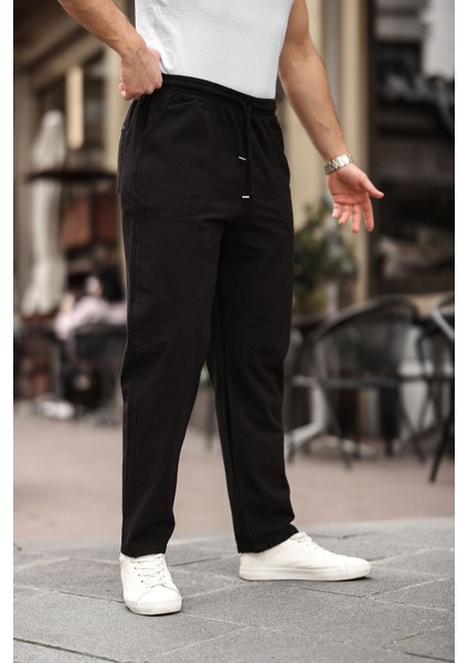 Relaxed Fit Yazlık Erkek Pantolon Siyah