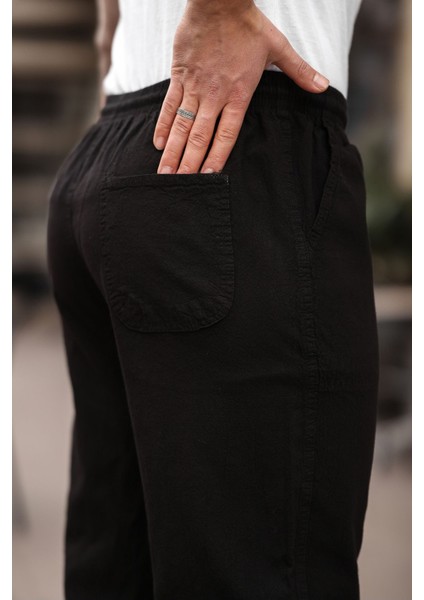 Relaxed Fit Yazlık Erkek Pantolon Siyah