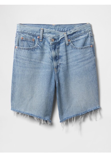 Kadın Mavi 8" Mid Rise '90S Loose Denim Bermuda Şort