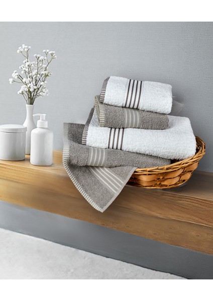 Banyo Havlu Takımı Oscar Taş -Krem 50X85CM(2AD.) + 70X140(2AD.)