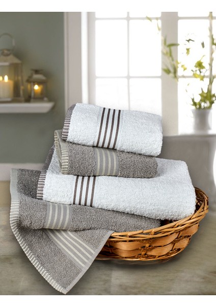 Banyo Havlu Takımı Oscar Taş -Krem 50X85CM(2AD.) + 70X140(2AD.) fiyatları