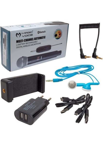 MV-19602 Uhf Kablosuz Kamera Uyumlu Bluetooth Ikili Mikrofon Set