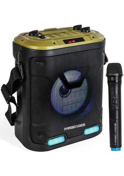 MV-6005 Vhf El Mikrofonlu Usb-Sd-Bluetooth Işıklı 30 W Taşınabilir Şarjlı Seyyar Anfi