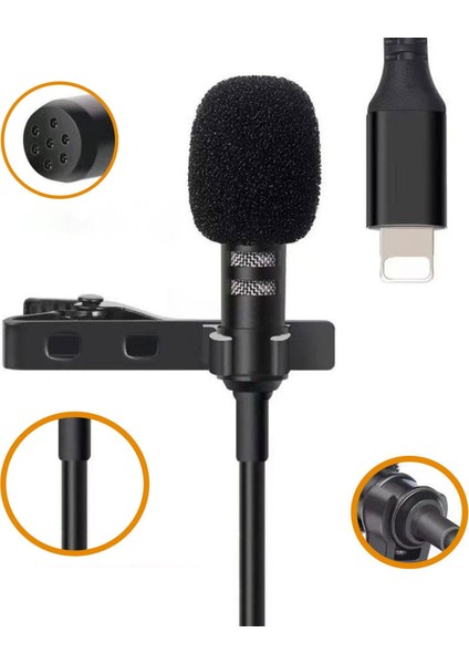 JH-041 Cep Telefonu Için Lightning Youtuber Yaka Mikrofonu