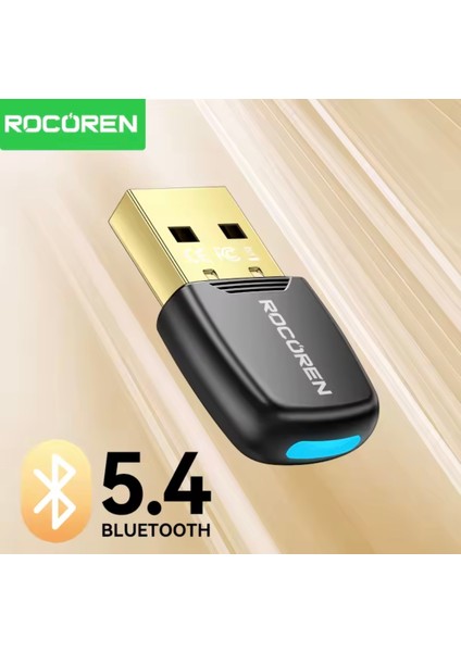 Rocoren Bluetooth Adaptör 5.4 Süper Hızlı Ce Lisanslı Yüksek Performans Düşük Gecikme Son Nesil Teknoloji 5.4 Ultra Hızlı