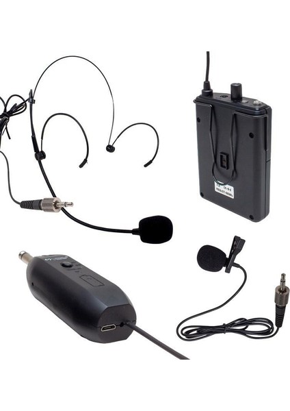 MV-19599 Uhf Kablosuz Enstrüman Uyumlu Jack Girişli Ikili Mikrofon Set