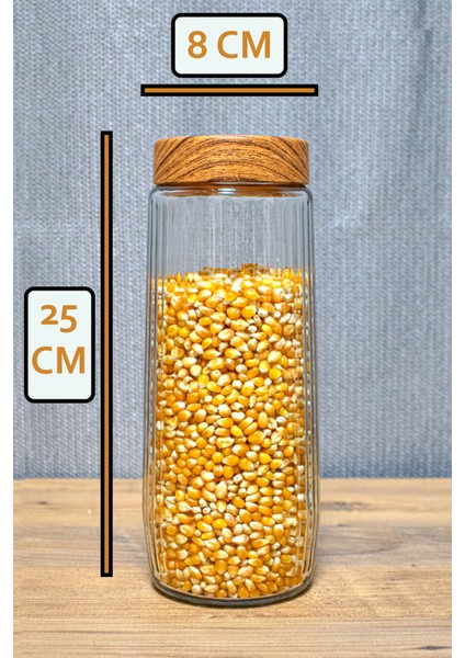 12'li Cam Kavanoz Seti Plastik Ahşap Görünümlü Kapak Büyük Boy Erzak Bakliyat Saklama Seti 1500 ml modelleri