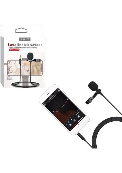 JH-043 Cep Telefonu Için 3.5 mm Jack Girişli Youtuber Yaka Mikrofonu