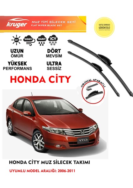 Honda City Cam Muz Muz Silecek Takımı 1.4 Motor Araca Özel Aparat 2006 - 2011 Arası