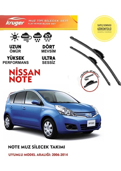 Nissan Note Muz Silecek Takımı 1.2 1.5 1.6 1.4 Motor Araca Özel Aparat (2006 - 2014)