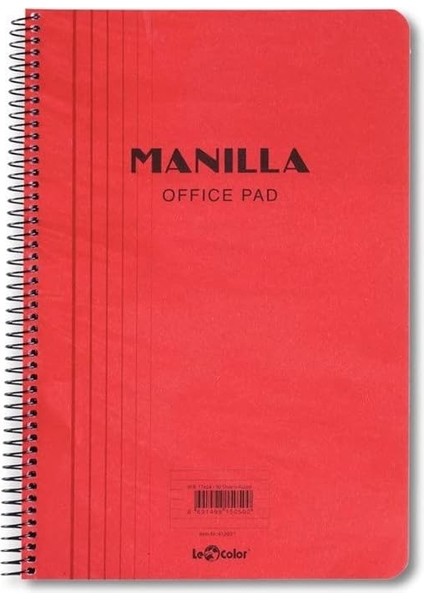 Color Manilla Ofis Defter A4 Kareli Kırmızı