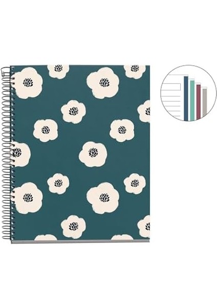 Defter Mr A4 100 Sayfa Çizgili Spiralli Bloom