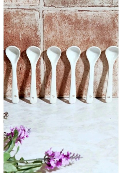 Kitchen Porselen 6'lı Beyaz Kaşık 13 cm Beyaz