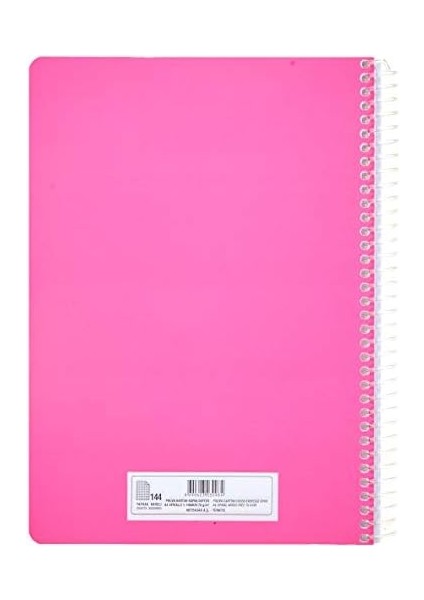 Pruva A4 Pet Spiralli Karton Kapaklı Defter 144 Yaprak - Kareli - Fuşya