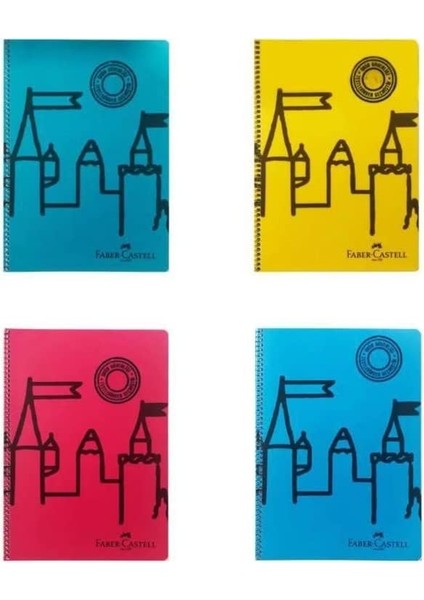 Şato Desenli Spiralli Defter, A4, 120 Yaprak, 70G Kağıt, Çizgisiz, Dayanıklı Kapak, Kolay Açılan Spiral Cilt, Asorti Renkler