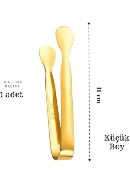 304 Çelik Mini Gold 11 cm Buz ve Şeker Maşası