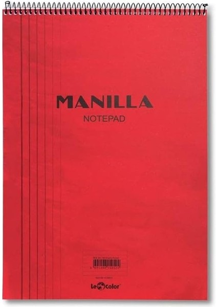 Color Manilla Ofis Bloknot A4 Çizgili Kırmızı