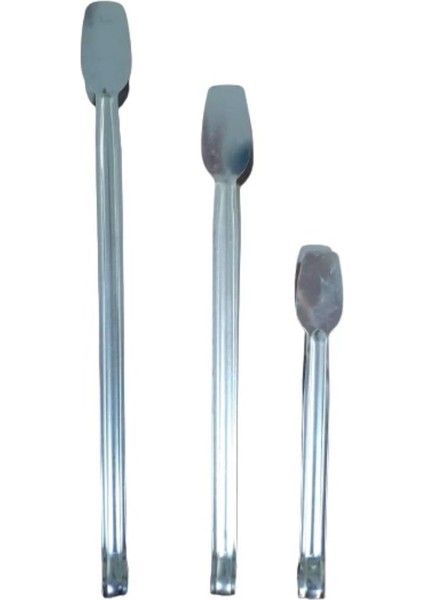 3 Farklı Boyda Paslanmaz Çelik Şef Mangal Barbekü Maşa Seti Kömür Izgara Maşa Seti - 23/31/36 cm