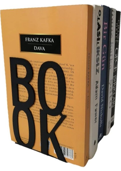 Dekoratif Book Yazı Tasarımlı Kitap Tutucu Desteği Mat Siyah.(Kitap Ayraçı Hediyeli)