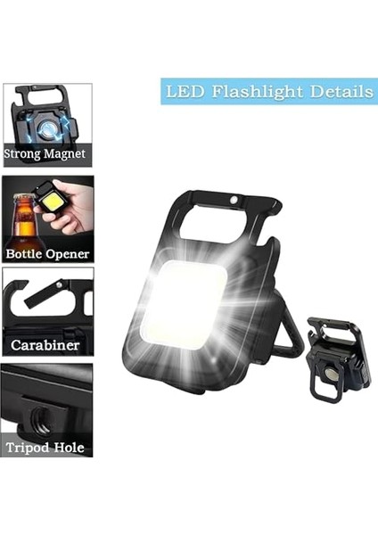 Mini Cob LED Anahtarlık Fener - Güçlü Aydınlatma, Mıknatıslı ve Taşınabilir Tasarım