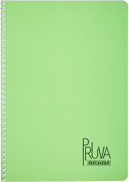 Pruva A4 Pet Spiralli Karton Kapaklı Defter 144 Yaprak - Kareli - Yeşil