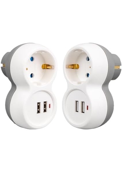 250V 16A Tekli Çift Usb'li Duvar Priz, 1x Priz, 2x USB Giriş, Maks 3680W, Maks 16A, USB Çıkış 5V Max 2.4A, USB Priz