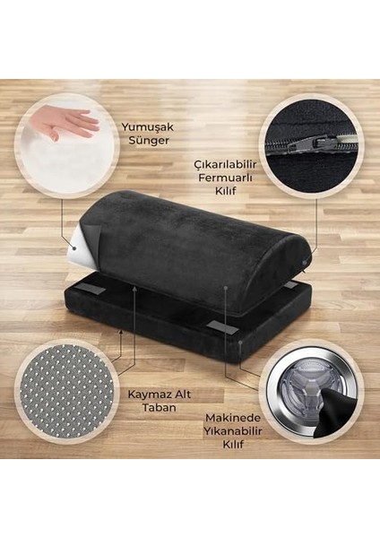 - Çalışma Masası Altı Için Ergonomik Ayak Desteği, Ofis Koltuğu ve Oyun Koltuğu Için Ayak Yastığı, Ayak Koyma Yeri Taburesi, Yarım Silindir Masa Altı Ayak Minderi Ayaklık