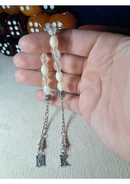 Kişiye Özel Harfli Erkek Hediyelik Kehribar Tesbih + Zaza Seti (Hareli Beyaz) fırsatları