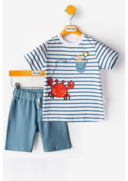 Yengeç Şortlu Erkek Bebek Alt Ust Takım Erkek Bebek Takım Ikili Erkek Çocuk Takım Erkek Bebek Giyim